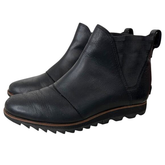 SOREL Harlow Chelsea Waterproof Leather Ankle Booties in Black Women’s 7.5 - Picture 7 of 13